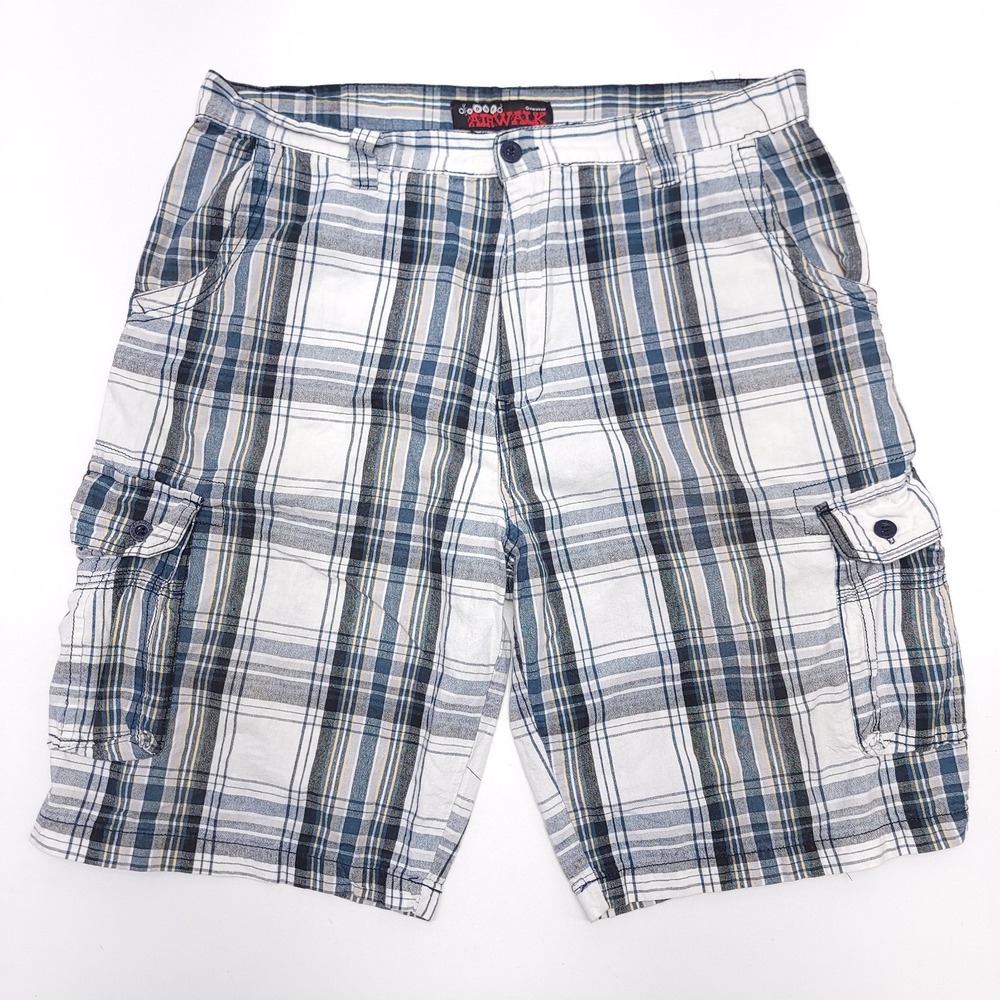 Airwalk‎ Cargo Shorts Mens Size 36 Plaid Y2K Skater